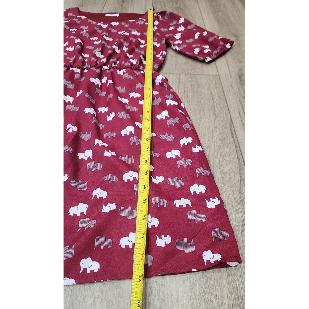 Everly Elephant Print Mini Dress Lined Pockets NO BELT Elastic Waist Women Small - Picture 8 of 10